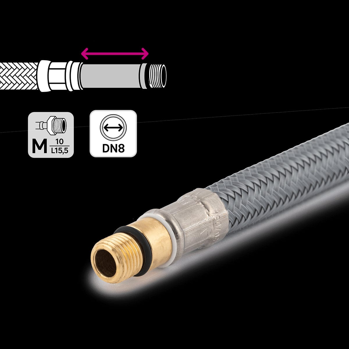 Bricocenter PET POLYMER HOSE DN8 F 1/2 M 10X1-L15,5 L 50 CM X EQUATION TAPS