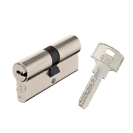 NICKEL-PLATED BRASS CYLINDER STANDERS 35+35MM, KEY/KEY, 4 NICKEL-PLATED STEEL KEYS