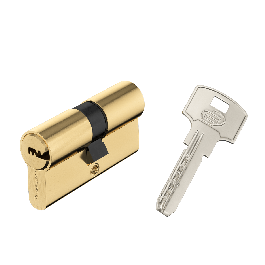 BRASS CYLINDER STANDERS 30+30MM, KEY/KEY, 4 NICKEL-PLATED STEEL KEYS