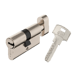 NICKEL-PLATED BRASS CYLINDER STANDERS 30+30MM, KEY/POMOLO, 4 NICKEL-PLATED STEEL KEYS