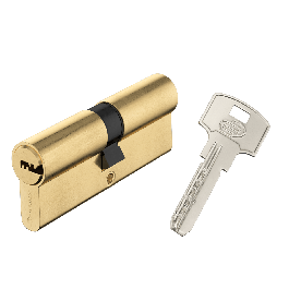 40+40 MM STANDERS BRASS CYLINDER, KEY/KEY, 4 NICKEL-PLATED STEEL KEYS