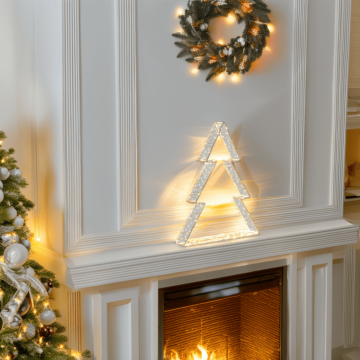 Albero natale 3d h37cm con 240 microled bianco caldo effetto flash uso interno ed esterno