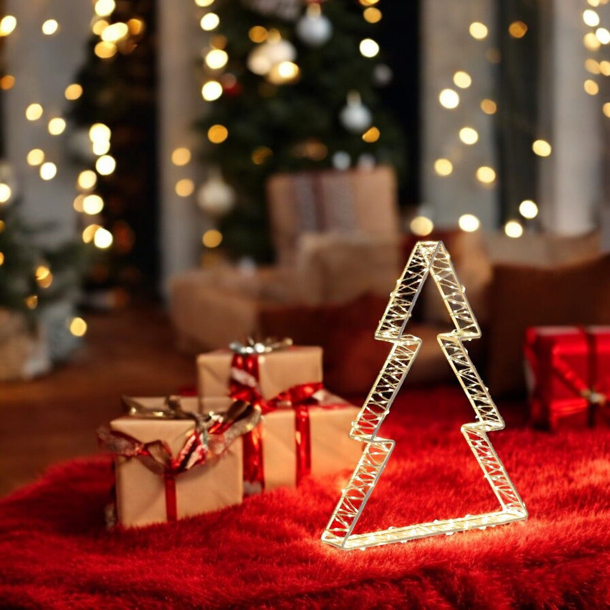 Albero natale 3d h37cm con 240 microled bianco caldo effetto flash uso interno ed esterno