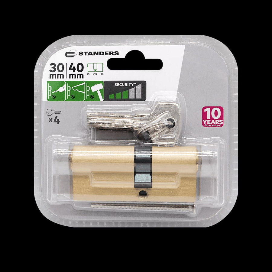 Bricocenter BRASS CYLINDER STANDERS 30+40MM, KEY/KEY, 4 NICKEL-PLATED STEEL KEYS