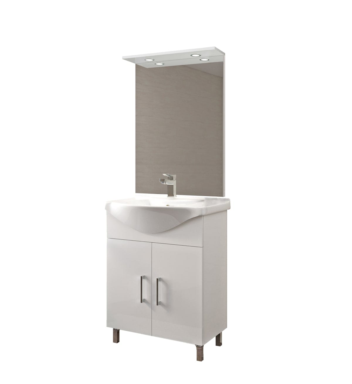 Bricocenter SIMONA 65 WHITE BATHROOM CABINET WITH MIRROR