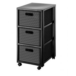 COUNTRY TOWER CHEST OF DRAWERS WITH WHEELS ANTHRACITE AND BLACK - 37,5X32,5X71,2 CM