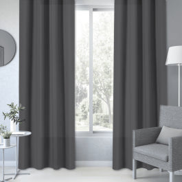 POLYCOTTON PHARREL OPAQUE CURTAIN MOON GREY 140X280 CM WEBBING AND HIDDEN LOOP