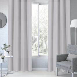 GRANITE GREY POLYCOTTON PHARREL CURTAIN 140X280 CM WEBBING AND CONCEALED LOOP