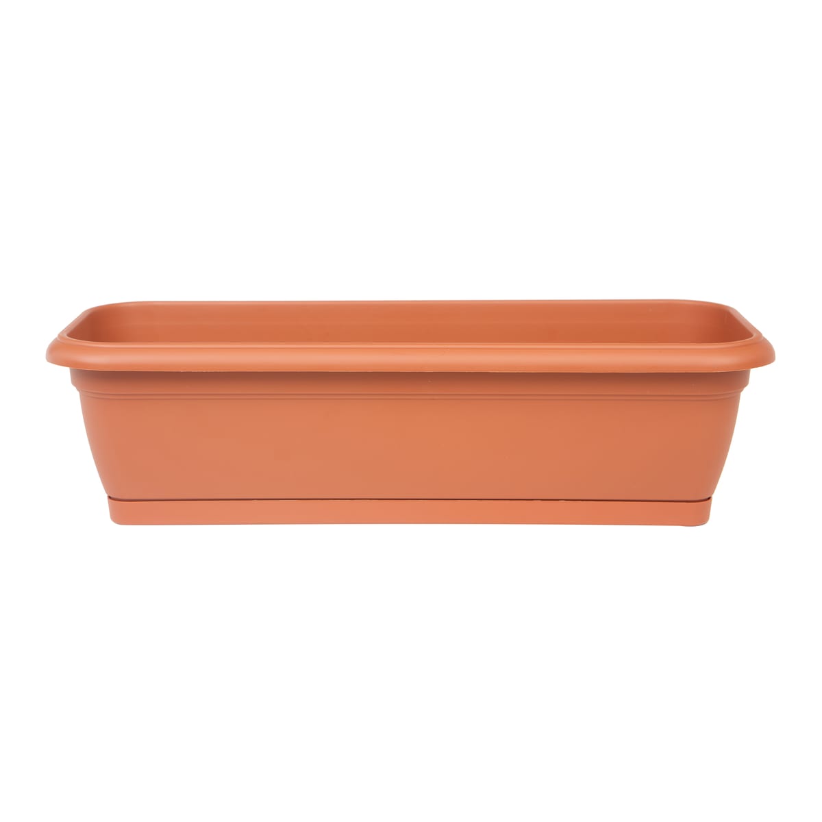 Balcony planter with base, 30 x 12 x 9 cm, terracotta