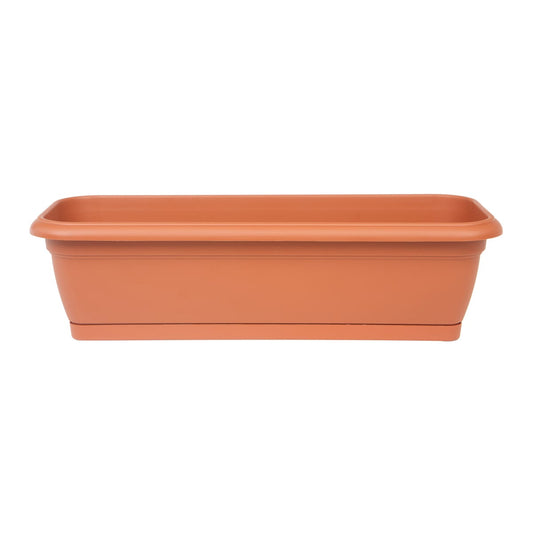 Balcony planter with base, 30 x 12 x 9 cm, terracotta