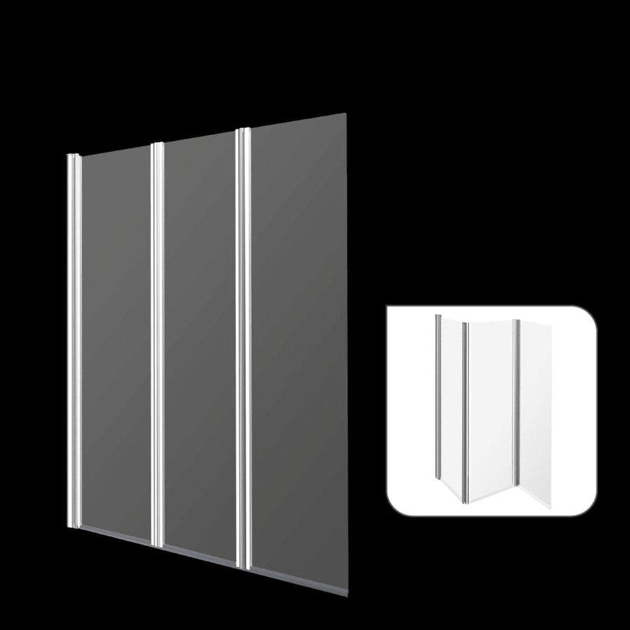 Bricocenter 3-SIDED FOLDING BATHTUB WALL 140X120CM CRYSTAL CLEAR 5MM CHROME PROFILES ESSENTIAL