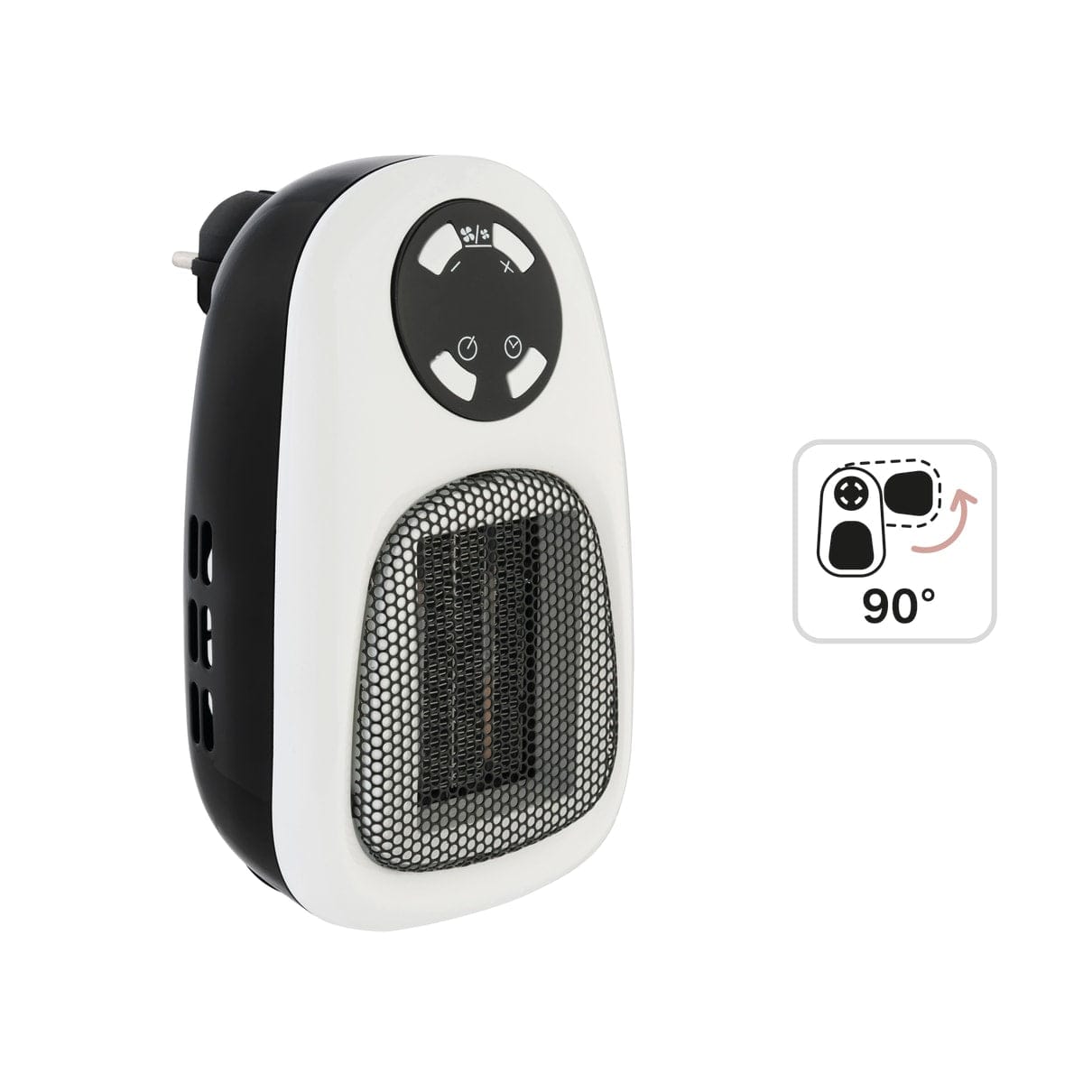 Bricocenter PLUGY 500W CERAMIC FAN HEATER, 2 SPEEDS LCD DISPLAY TIMER 12 H -BLACK AND WHITE