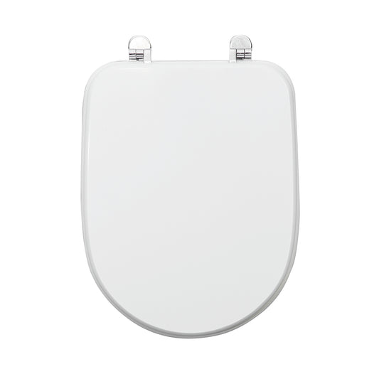 Aretusa rectangular toilet seat cover, white MDF, with metal under-mount fixing, antibacterial