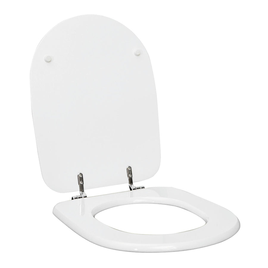 Aretusa rectangular toilet seat cover, white MDF, with metal under-mount fixing, antibacterial