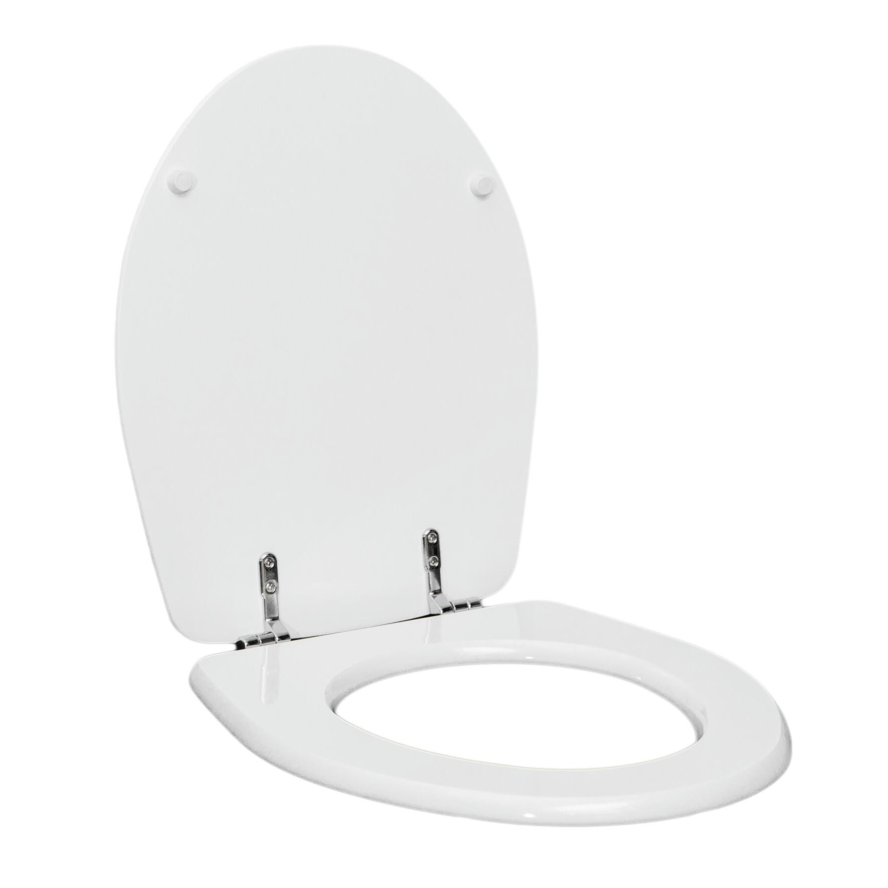 Oval white MDF Colibri toilet seat, fixed from below with antibacterial metal fittings