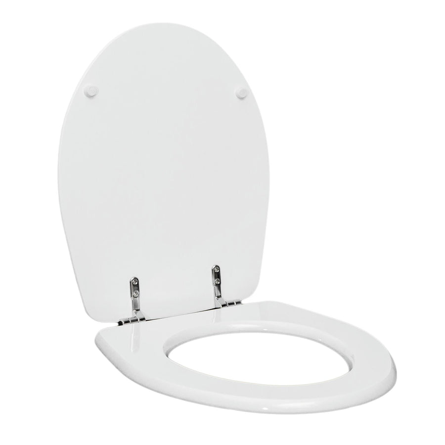 Oval white MDF Colibri toilet seat, fixed from below with antibacterial metal fittings