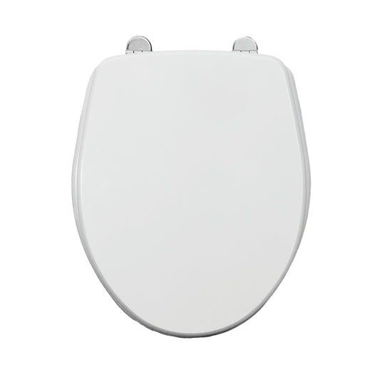 Oval white MDF Colibri toilet seat, fixed from below with antibacterial metal fittings
