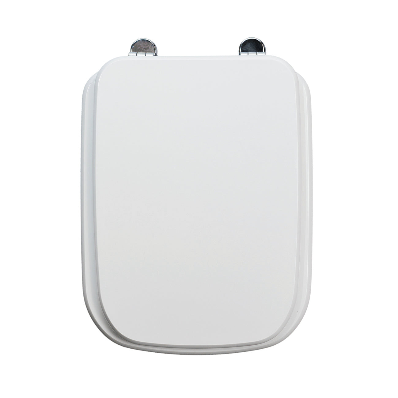 Rectangular MDF toilet seat cover, white, with metal antibacterial under-mount fixing