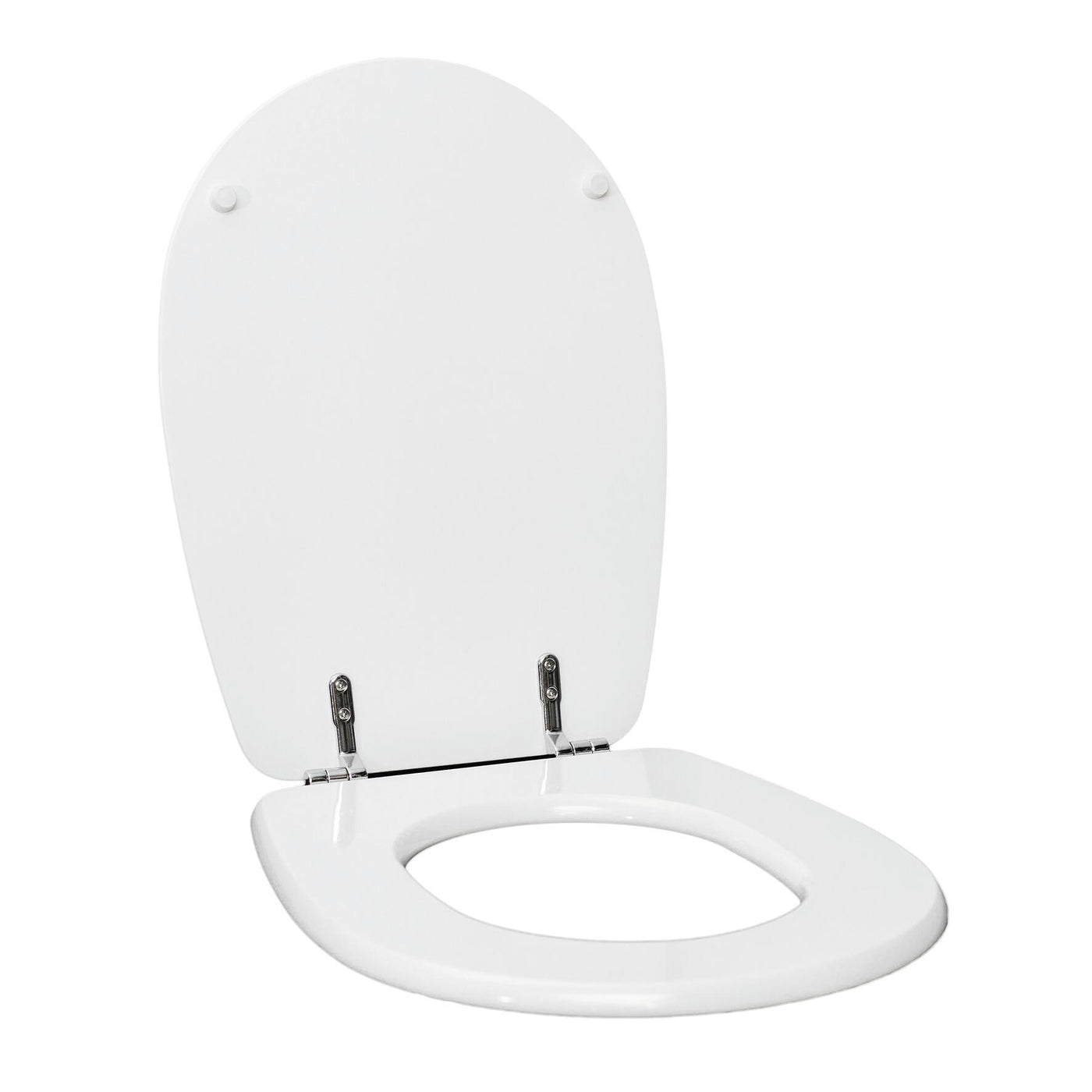 Oval-shaped white MDF toilet seat cover, designed specifically for the Lute model, with metal mounting brackets underneath and an antibacterial finish