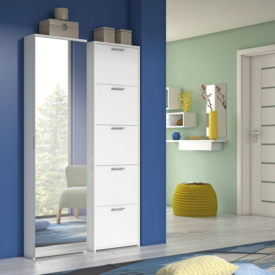 Bricocenter MIRROR DOOR SHELTER 10 PAIR W50xD18xH180CM IN MELAMINIUM WHITE