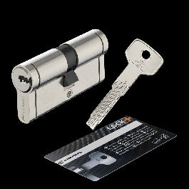 BRASS STANDERS 35+35 MM, SATIN NICKEL FINISH, 5 LONG STEEL KEYS