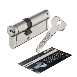 30+50 MM STANDERS BRASS CYLINDER, SATIN NICKEL FINISH, 5 LONG STEEL KEYS