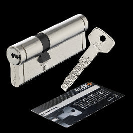 30+60 MM STANDERS BRASS CYLINDER, SATIN NICKEL FINISH, 5 LONG STEEL KEYS