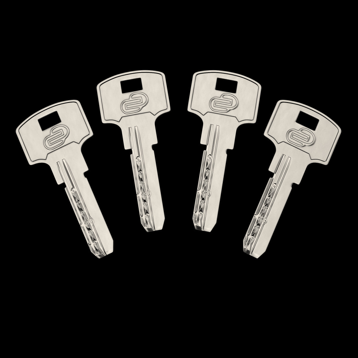 NICKEL-PLATED BRASS CYLINDER STANDERS 35+35MM, KEY/KEY, 4 NICKEL-PLATED STEEL KEYS