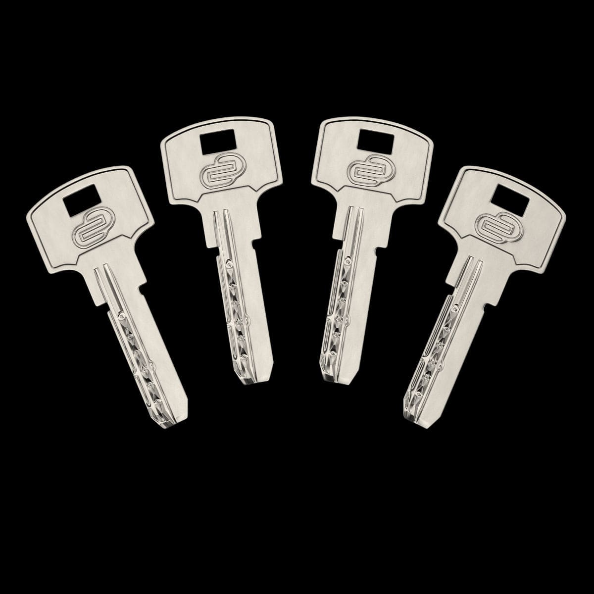 Bricocenter NICKEL-PLATED BRASS CYLINDER STANDERS 40+40 MM, KEY/POMOLO, 4 NICKEL-PLATED STEEL KEYS