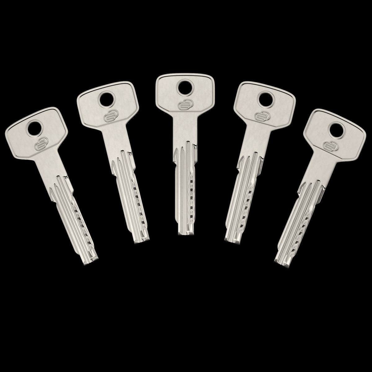 30+60 MM STANDERS BRASS CYLINDER, SATIN NICKEL FINISH, 5 LONG STEEL KEYS