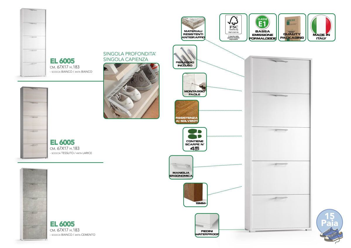 5 SLIM SLIM SHOEWER 5 DOORS WHITE CEMENT DOOR 65x18x184H 15 PAIRS