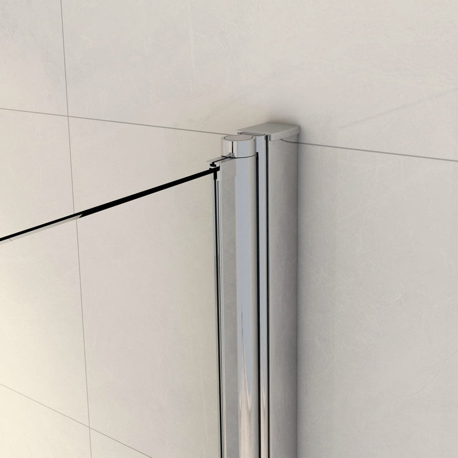 Bricocenter 3-SIDED FOLDING BATHTUB WALL 140X120CM CRYSTAL CLEAR 5MM CHROME PROFILES ESSENTIAL