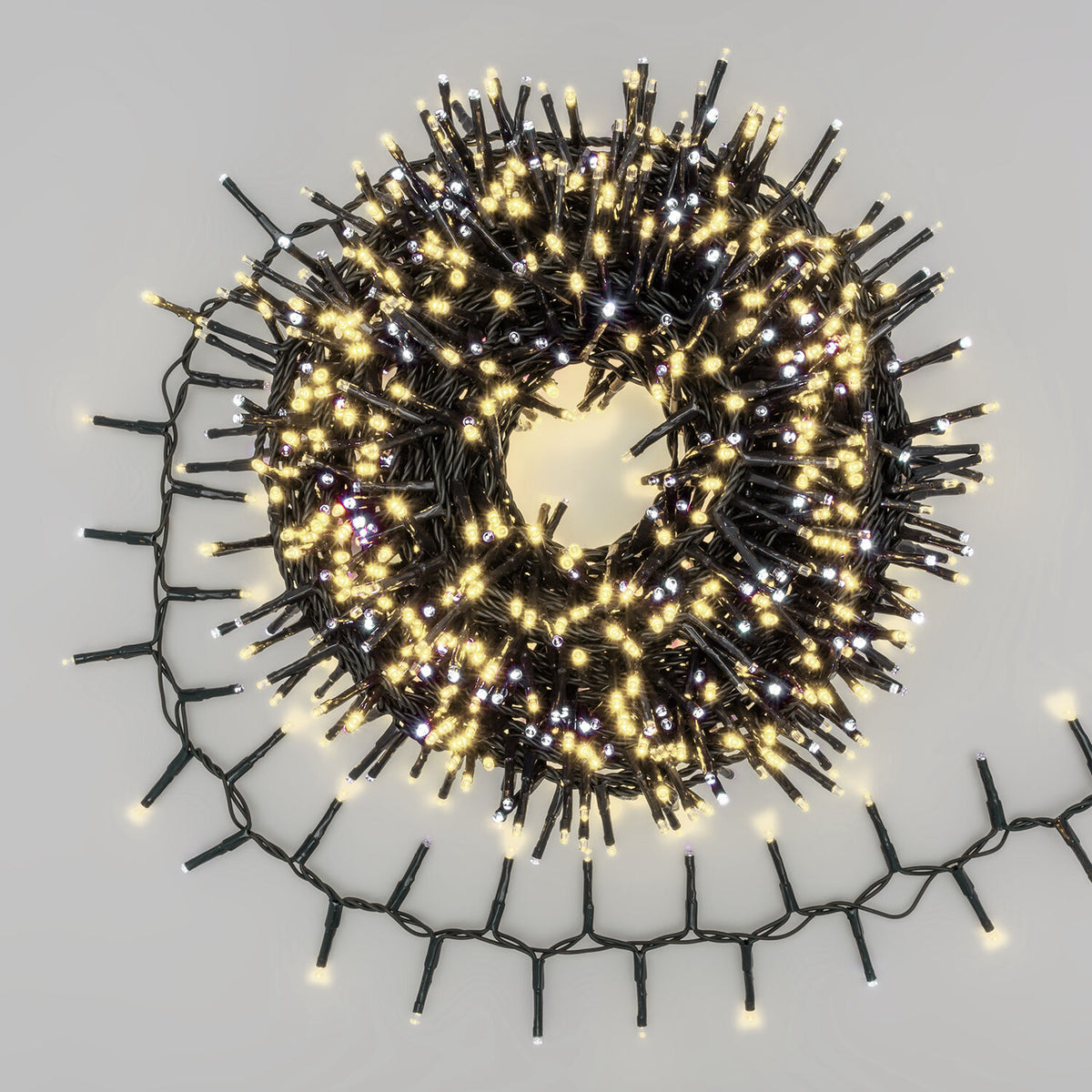 Catena luminosa mini cluster oro 1000 mini led luce calda e luce fredda 20 mt