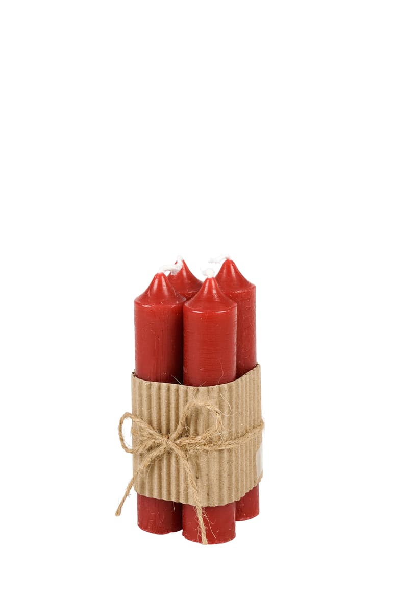 Casa SHORTY S/4 CANDLES H11CM RED