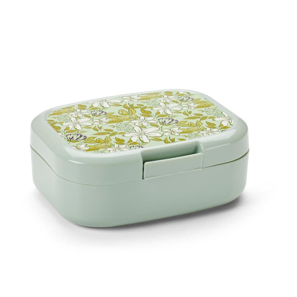 FRESHMOOD Lunch box with seafoam clip + Loulou sea foam print, H 6,5 x W 16 x D 13 cm