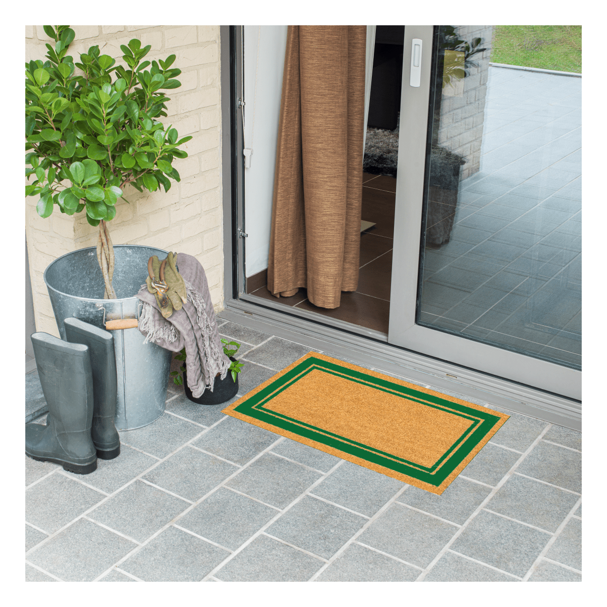 Bricocenter DAMIEN COCONUT DOORMAT WITH GREEN BORDER 40X70 CM