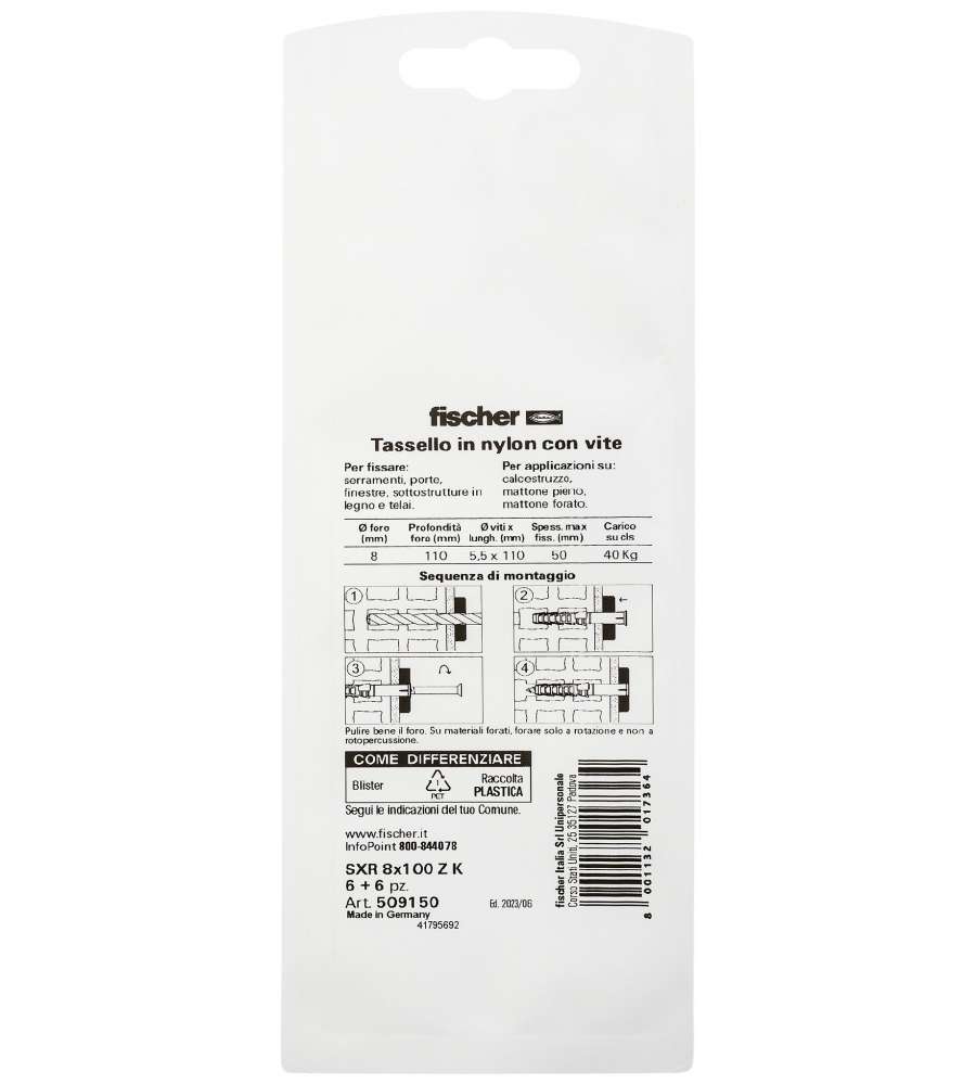 FISCHER EXTENDED PLUGS WITH SCREW DIA