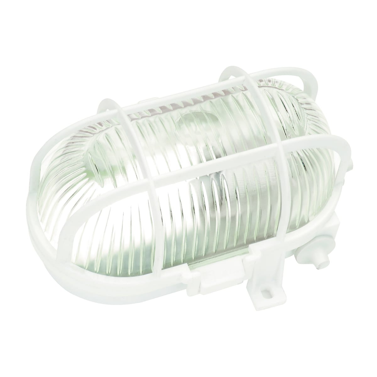 Bricocenter OVAL CEILING LIGHT WITH PLASTIC CAGE WHITE 10.5X18.3 CM E27=60W IP44