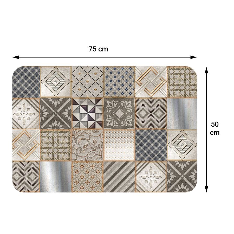 Luky beige cement-effect mat, 50x75 cm