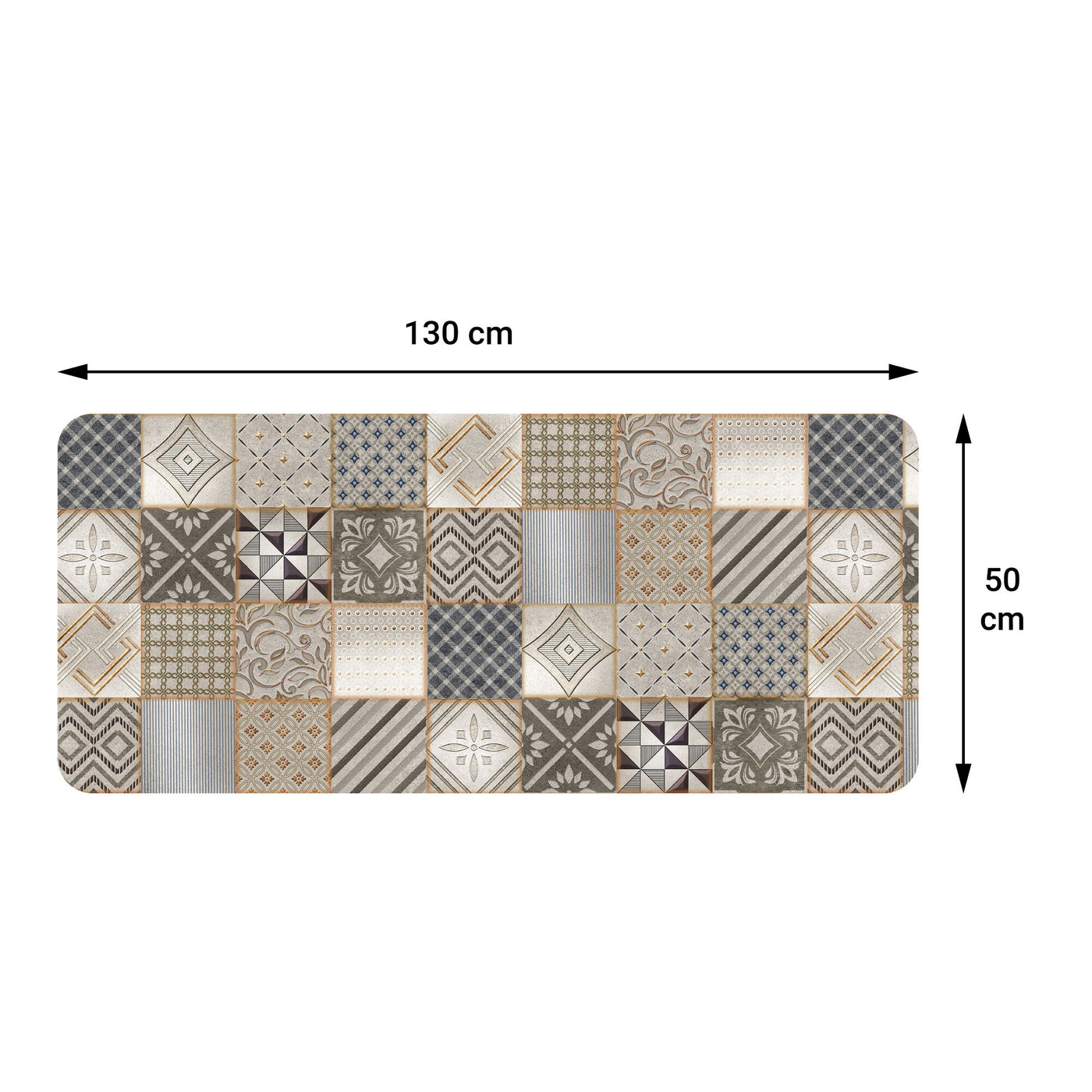 Luky beige cement-effect rug, 50 x 130 cm