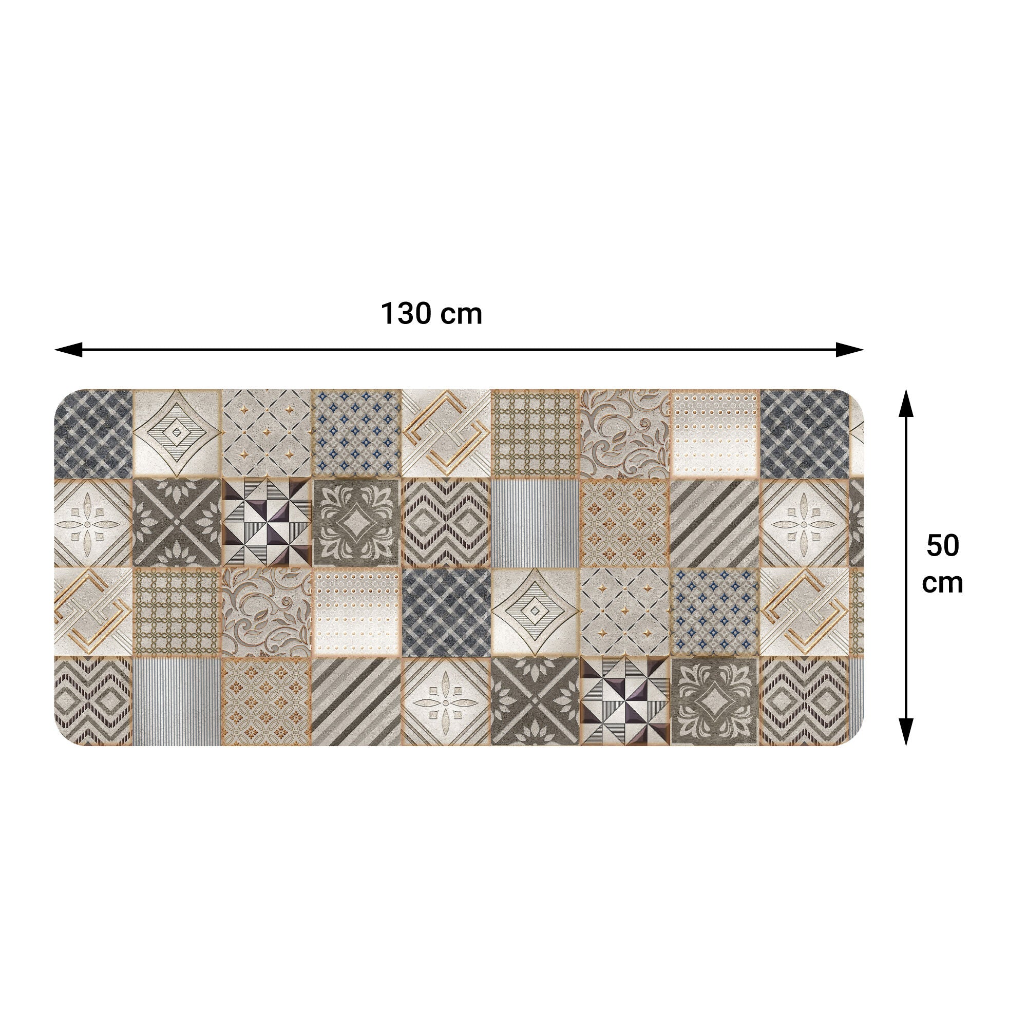 Luky beige cement-effect rug, 50 x 130 cm