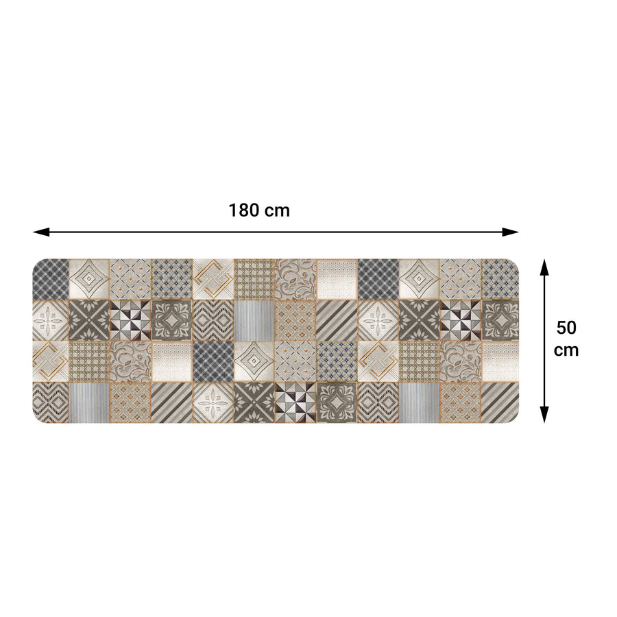 Luky beige cement-effect rug, 50 x 180 cm