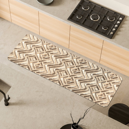 Beige diamond-patterned rug, 50x130 cm