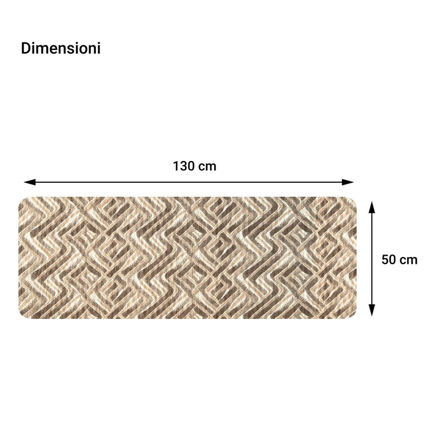 Beige diamond-patterned rug, 50x130 cm