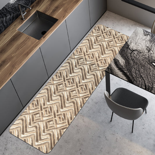Beige diamond-patterned rug, 50 x 180 cm
