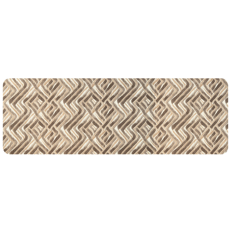 Beige diamond-patterned rug, 50 x 180 cm