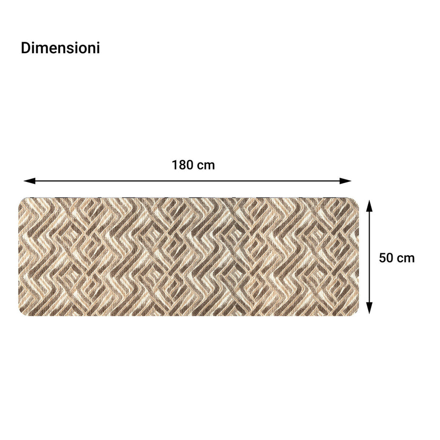 Beige diamond-patterned rug, 50 x 180 cm