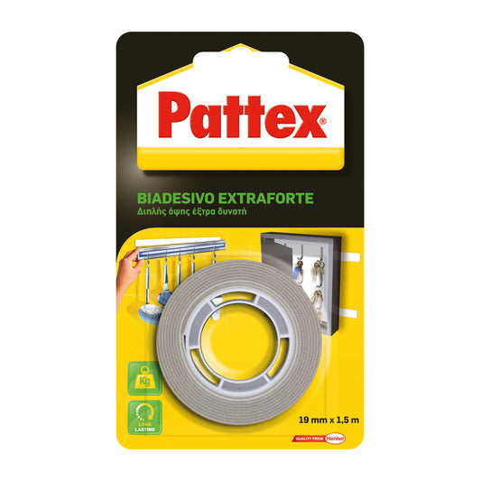 DOUBLE-SIDED TAPE FIXING HOUSEHOLD OBJECTS PATTEX 19MMX1.5MT