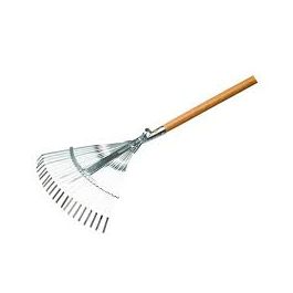 ADJUSTABLE LEAF BROOM HASSO GALVANISED 22 FLAT TEETH WITH FSC BEECH HANDLE CM. 150