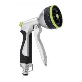 DELUX 8-FUNCTION CHROME METAL PISTOL WITH COMFORT GRIP COLORTAP